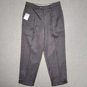 SAVANE Mens Pleated Dress Pants Charcoal Gray 100% Polyester Sz 33x30 NWT